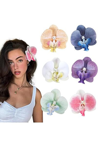 GENERAL 6PCS Flower Hair Clips Korean Orchid Hair Clips Fabric Flower Side Cl...