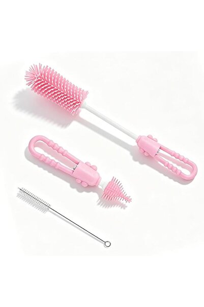 GENERAL 3 Piece Pink Silicone Bottle Brush Set, Multipurpose Cleaning Brushes...