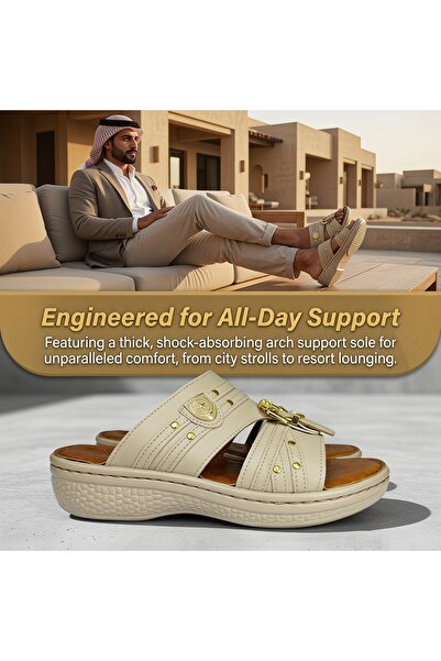Amity Footwear KSA شبشب رجالي جلد بإبزيم ذهبي – سهل الارتداء – تصميم مريح فري...