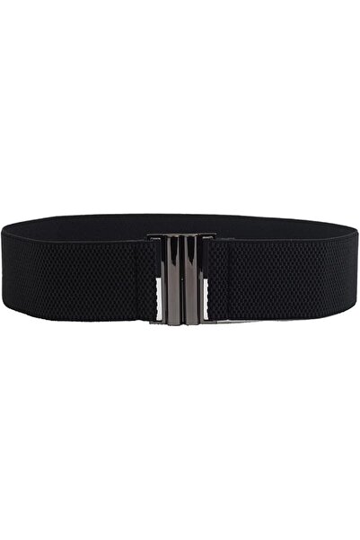 GENERAL Women's Simple Black Elastic Stretch Wide Corset Waist Belt for Dress...