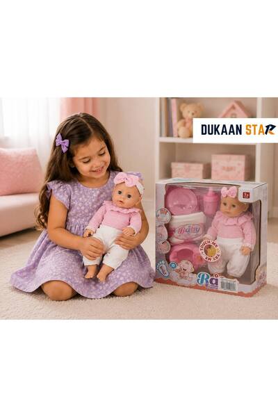 dukaan star دمية بيبي تفاعلية مع إكسسوارات العناية
