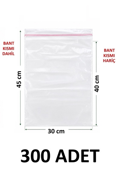 MTKardeşler 300 Pieces 30X40 +5 cm Transparent Nylon Bags with Polyethylene T...