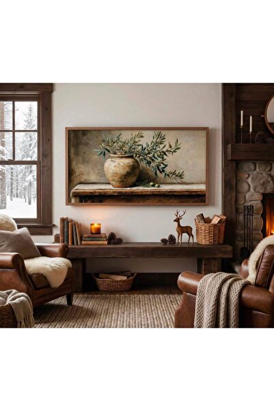 woodhomeworks Tek Parça Gerçek Ahşap yatay Panorama Çerçeveli Tablo