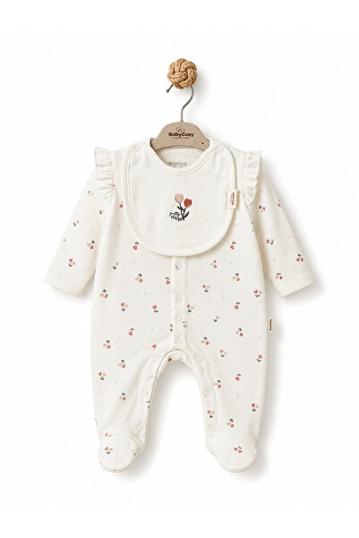 BabyCosy Organic Wear طقم بدلة من القطن العضوي 100% مع مريلة وجوارب للفتيات ا...