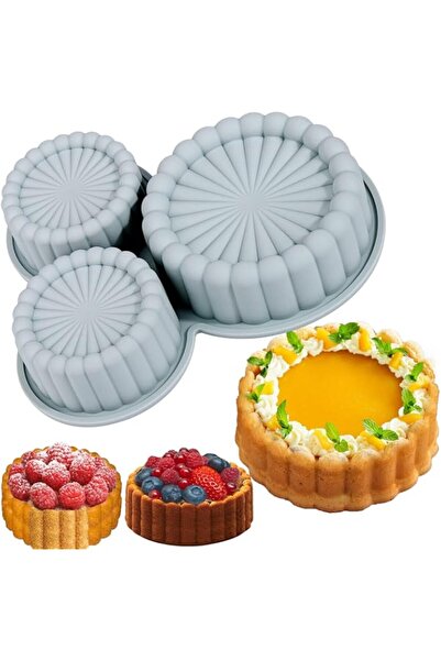 Generic X spring Cake Pan Silicone, Non-Stick 3-Cavity Round Baking Molds, Re...