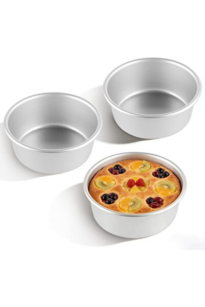 Generic 4 Inch Round Cake Pan Set of 3, Anodised Aluminium Bakeware, Mirror F...