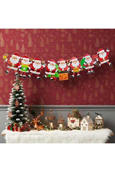 Alista Home Christmas Garland Santa Claus 3.5 m, paper decoration with 8 figures