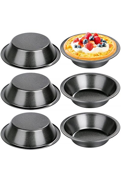 Generic Round Mini Tart Tins, 6 Pcs Non-Stick Quiche Baking Moulds, 12.7x8x3c...