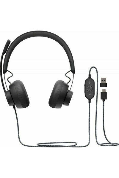 logitech Zone Ενσύρματα Ακουστικά Πολυμέσων UC On-Ear με Μικρόφωνο USB-A