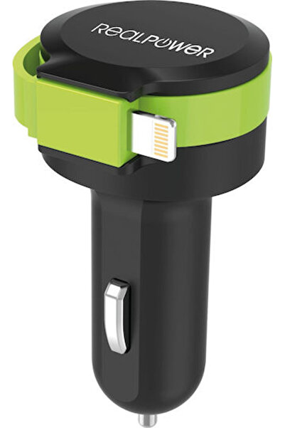 realpower Φορτιστής αυτοκινήτου με μία θύρα: 1xUSB με καλώδιο Lightning, Μαύρ...