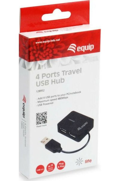 EQUIP Διανομέας USB 4 Θυρών USB 2.0 με σύνδεση USB-A Κωδικός: 128952