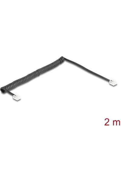 DELOCK Σπιράλ Καλώδιο Τηλεφώνου RJ11 6P4C 2μ Μαύρο (90202)