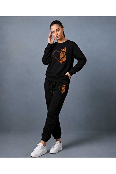CLOTHES33 Trening cu guler rotund, set din 2 piese, model de iarnă cu imprime...