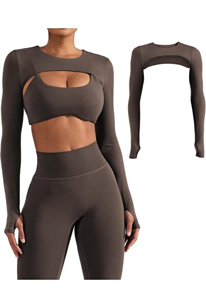 GENERAL YEOREO Women Crop Top Long Sleeve Bolero Open Front Workout Cropped S...