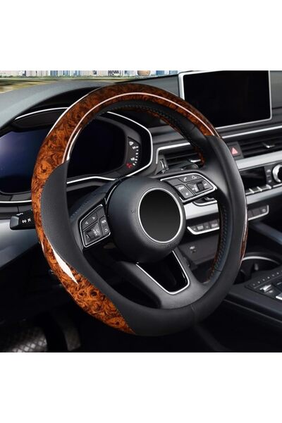 Generic Wood Grain Steering Wheel Cover, Microfiber Leather, Universal 14.5–1...