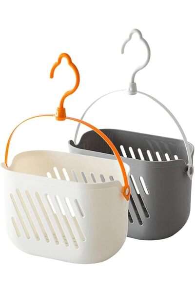 Yelajoy 2 Pack Hanging Shower Basket with Hooks, Plastic Hanging Shower Baske...