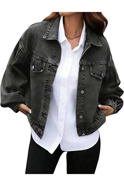 Generic Women's long sleeve loose denim jacket, fashion casual coat.