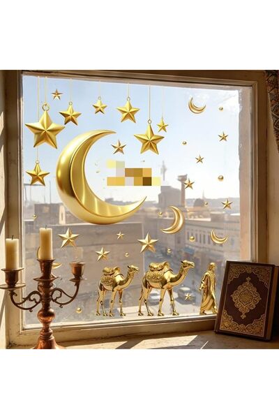 GENERAL Ramadan & Eid Mubarak Wall Decor Stickers, Islamic Camel Lantern Moon...