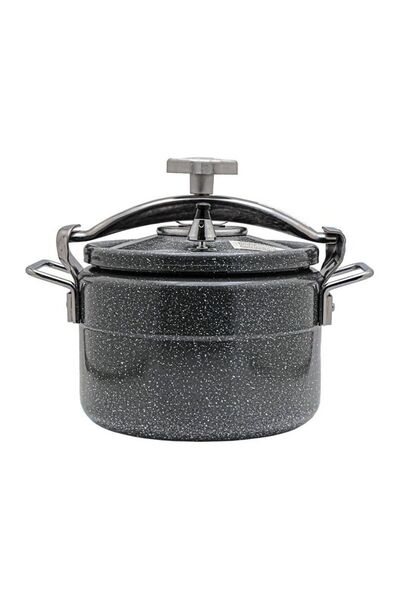 BASURRAH 5 Liters Gray granite pressure cooker 5 liters with steel handle grey