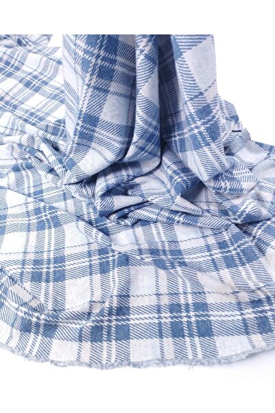 Kumaş Parça Navy Blue Light Blue Plaid Jacquard Interlock Fabric Soft and Str...