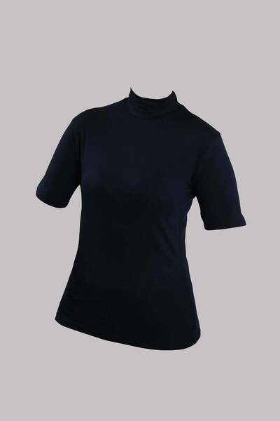 HÜRREM BONE Navy Blue Body Turtleneck Viscose Half Sleeve 1028_02