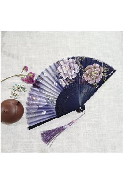 STARSTAR Folding peacock fan 6" vintage silk wedding.
