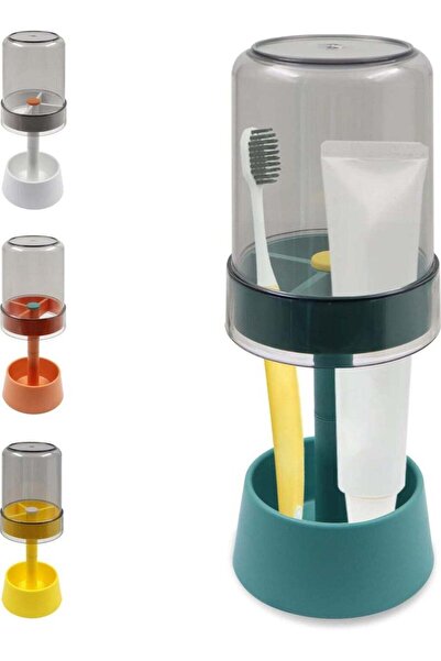 Arabest Toothbrush Holder with Cover & Cup,Toothpaste Holder,3 Slots,Storage ...