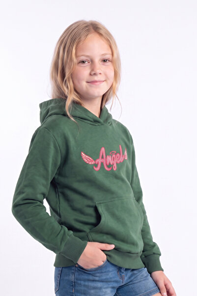 FYK KİDS Girl's Printed Kangaroo Pocket Long Sleeve Hooded Sweatshirt