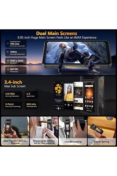ULEFONE Armor 30 Pro 5G Dual Screen Rugged Phone, 32GB+512GB, 6.95" FHD 120Hz...
