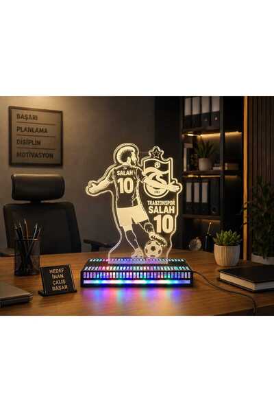 Kozahangar Salah 10 futbol LED Işıklı Pleksi Dekoratif Masa ve gece Lambası