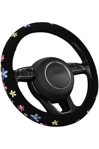 Bukela Floral Steering Wheel Cover, 15 Inch Universal Cute Embroidered Flower...