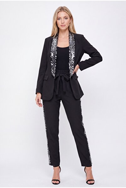 Relinefashion Γυναικείο Βραδινό Κοστούμι Σετ (Σακάκι & Παντελόνι) με Λαμπερές...