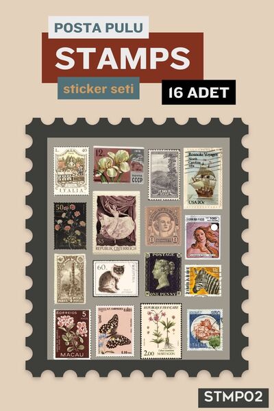 postercraft Set retro naljepnica sa poštanskim markicama - 16 naljepnica za d...