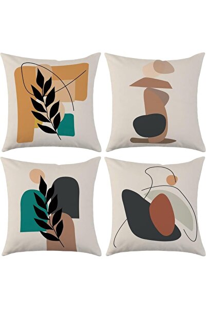 ALMEKAQUZ 4 Pack Boho Abstract Throw Pillow Covers, 18x18 Boho Nature Abstrac...