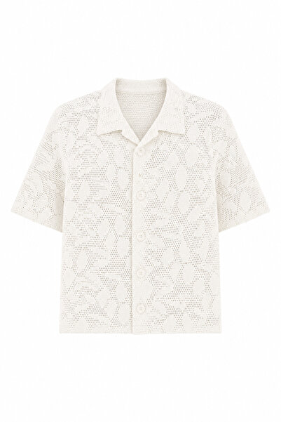 HAZELANNA Patterned Ecru Shirt Knitwear