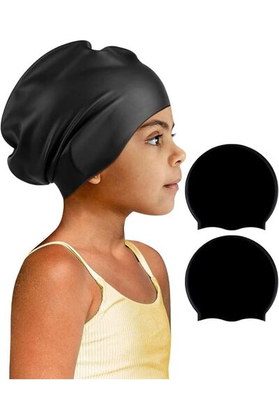 X SPRING Silicone Swimming Cap, 2 Pack Oversized Swim Hats for Braids Dreadlo...