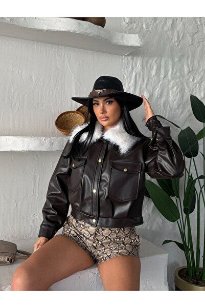 schlank Fur Collar Leather Jacket