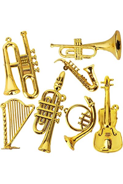 TERRIFI 7pcs Mini Musical Instruments Set, Gold Tiny Guitar Trumpet Saxophone...