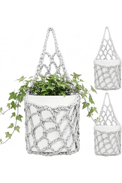 Generic Macrame Plant Hangers Indoor 3 Pieces Breathable Woven Mesh Bag | Boh...