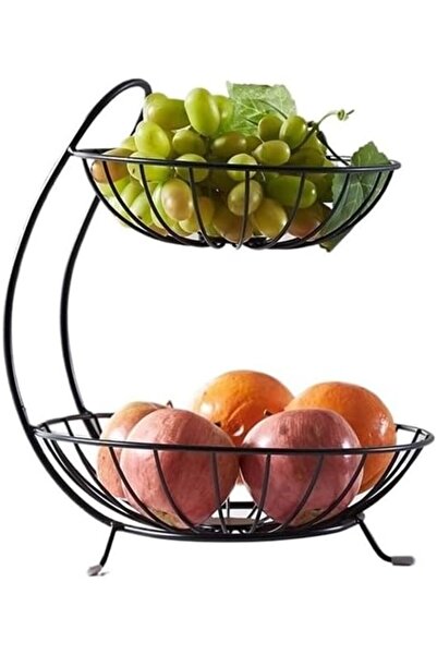 GENERAL 2-Tier Fruit Basket Kitchen Countertop Vegetables Rack Metal Storage ...