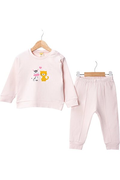 air baby Baby Girl Seasonal 2-Piece Set Cat and Zebra Printed Long Sleeve Cot...