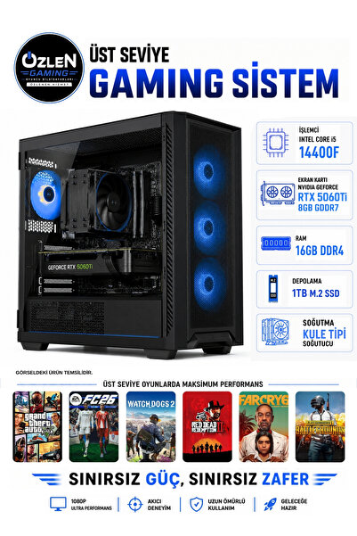 ÖZLEN X81 İ5 14400F RTX 5060 Tİ 8GB 16GB RAM 1TB M.2 SSD Üst Seviye Oyuncu Bi...