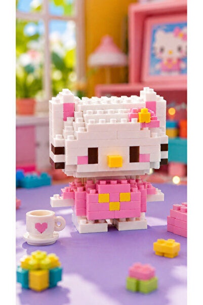 Maloria HELLO KİTTY PEMBE KEDİ FİGÜRLER | Sevimli Blok Karakterler - 1 Adet (...