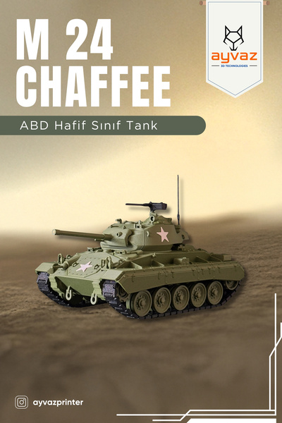 M24 CHAFFEE 1/35 Ölçek, 14,5x8,5x7,5 cm Boyutlu, Hareketli Palet Sistemi Olan Tank Maketi