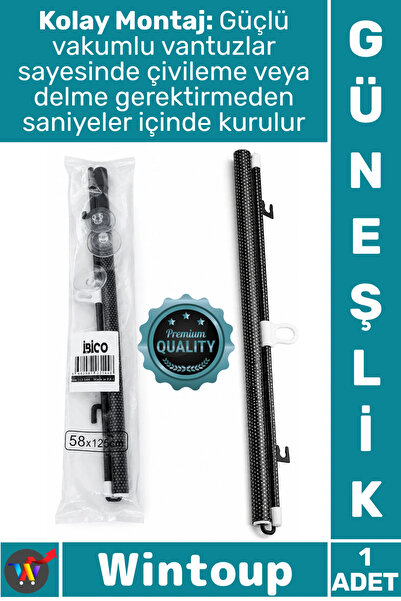 Wintoup # Parasolar Negru cu role Izolație termică Perdele practic din PVC pe...