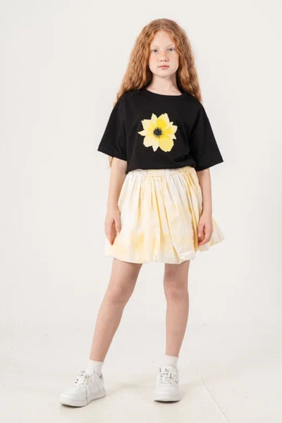 GİYİCEM TEKSTİL Girl's Tie-Dye Pattern Balloon Skirt City Style 2612