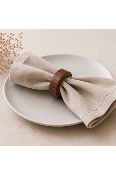 ka tasarım Ka Essentia Halo Solid Wood Napkin Ring Set of 6 Square Wooden Nap...