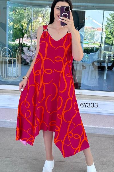 İnce Topuk Ring Strap Viscose Dress 6Y333