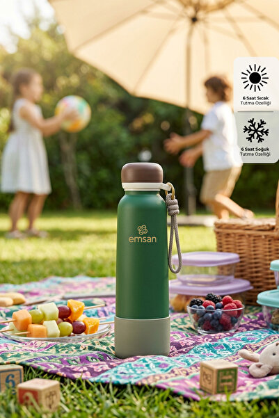 Emsan Thermos Bottle Çelik Sızdırmaz Termos 750 ml Yeşil