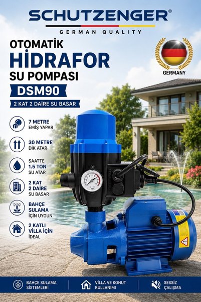 SCHUTZENGER DSM90 OTOMATİK HİDRAFOR SU POMPASI 2 KAT 2 DAİRE İÇİN 30mt DİK AT...